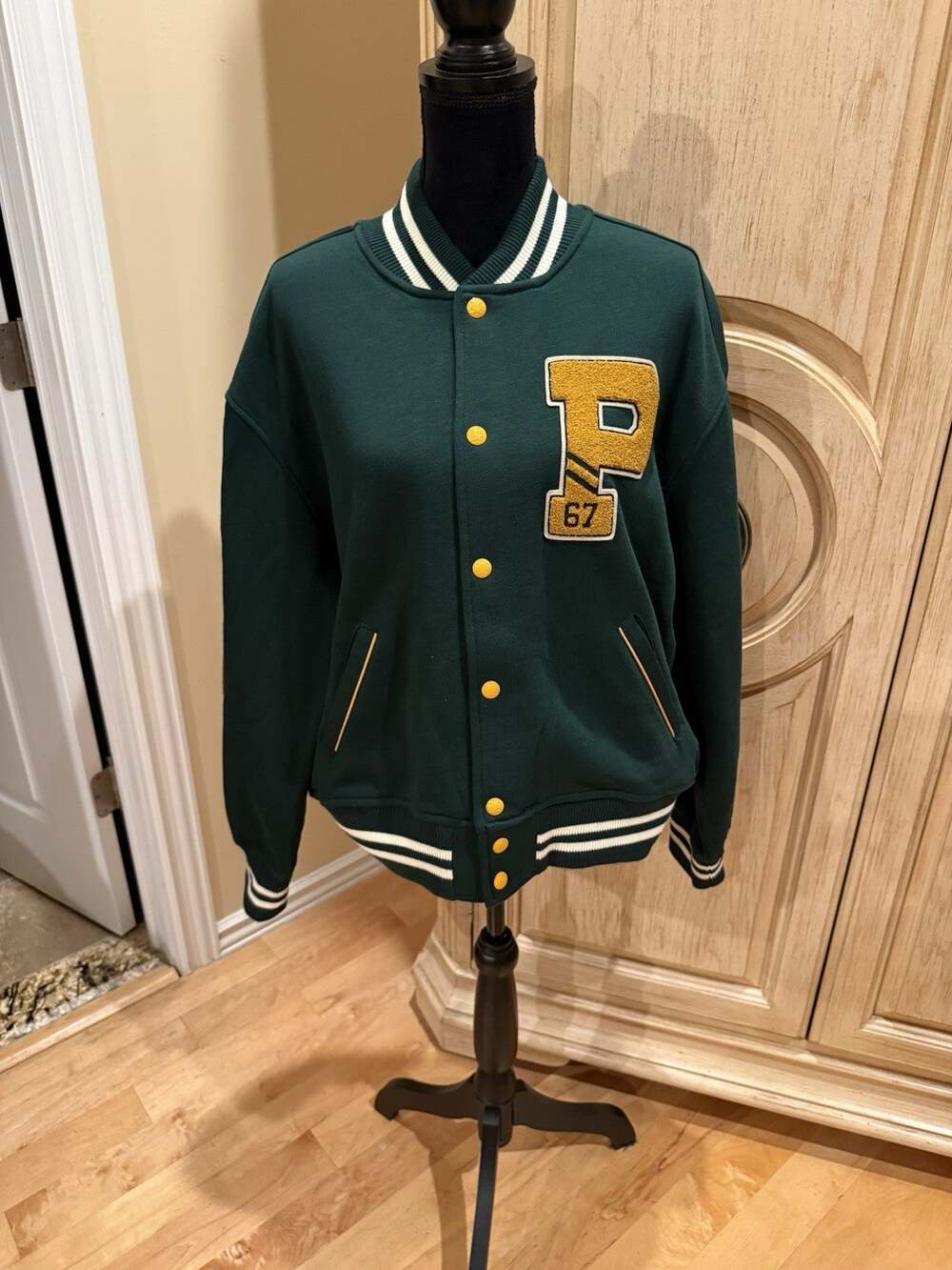 NWT Polo Ralph Lauren Women's RL '67 Varsity Letterman Jacket - Green - L NWT